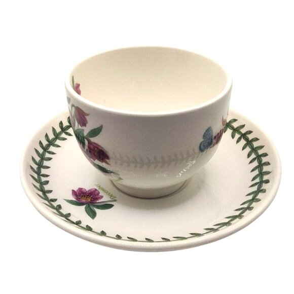 Portmeirion Botanic Garden "December" Teacup & Saucer Set With Purple Hellebore - Picture 4 of 14